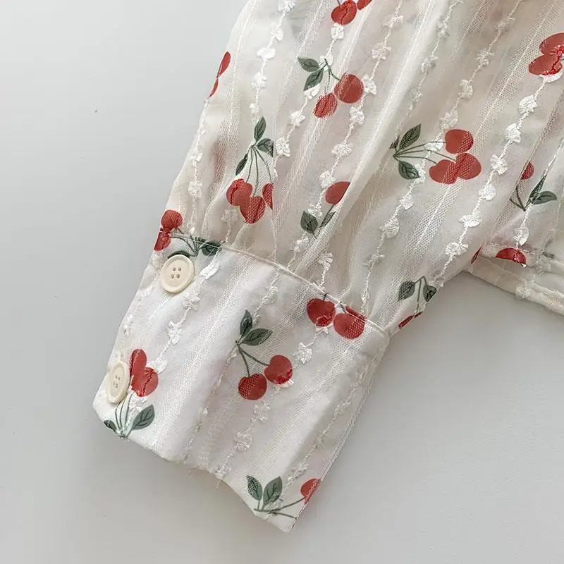 Spring Summer Thin Style Blouse POLO Collar Printing Long Sleeve Tops Women Sweet Single Breasted Fashion Casual Female Shirt - Image 3
