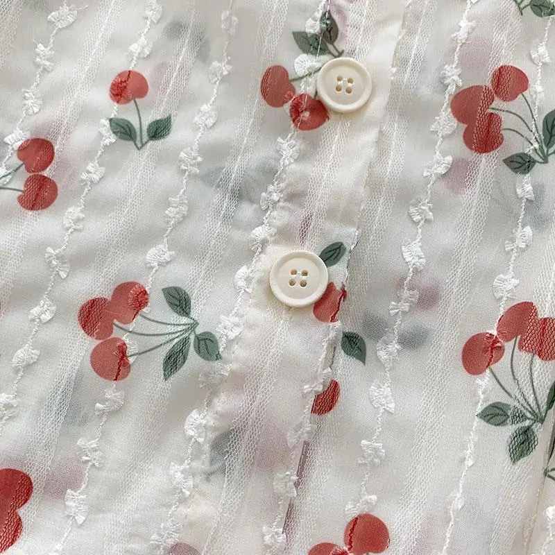 Spring Summer Thin Style Blouse POLO Collar Printing Long Sleeve Tops Women Sweet Single Breasted Fashion Casual Female Shirt - Image 4