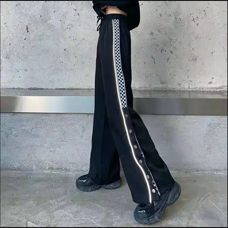 Spring Autumn Y2K Split Fork Casual Korean Pants Loose Straight Leg High Waist Wide Leg Pants Women Chic Hip Hop Female Clothes - Image 4