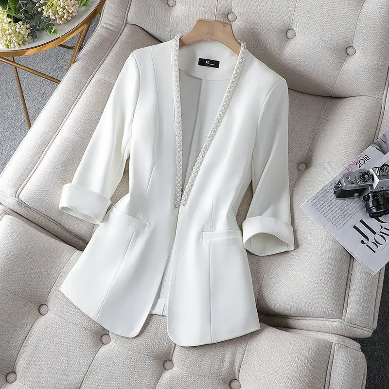 Autumn Winter New Elegant Solid Fashion Office Lady Blazer Temperament Casual Cardigan Coat Women 5XL Loose Chic Clothes Female - Image 4