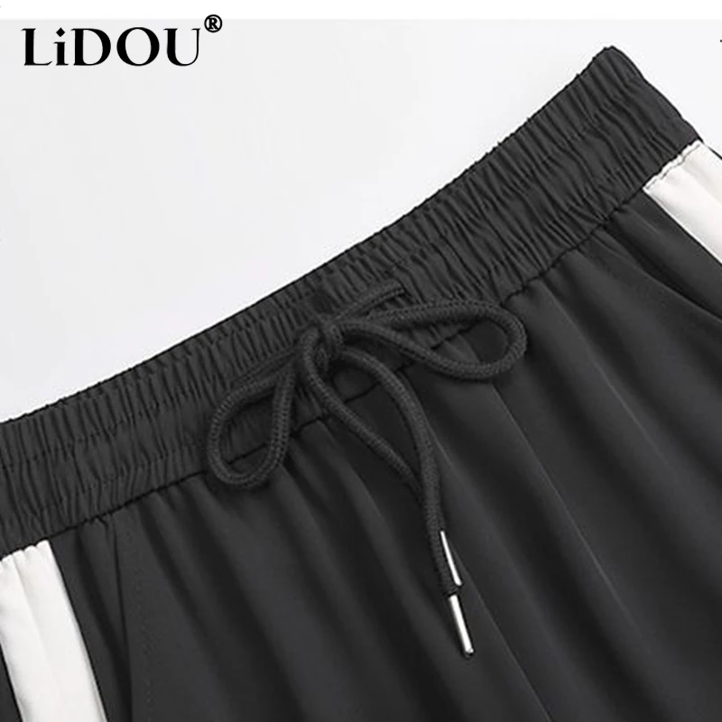 Spring and Autumn Korean Fashion Trousers for Women Casual Simple Loose Patchwork Female Wide-leg Pants Streetwear Clothes - Image 3