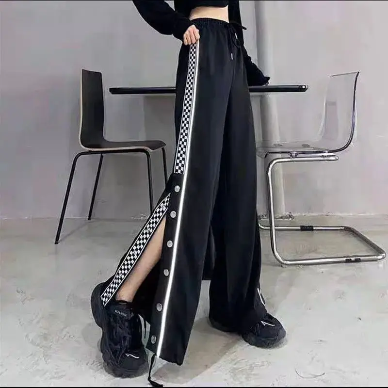 Spring Autumn Y2K Split Fork Casual Korean Pants Loose Straight Leg High Waist Wide Leg Pants Women Chic Hip Hop Female Clothes - Image 3